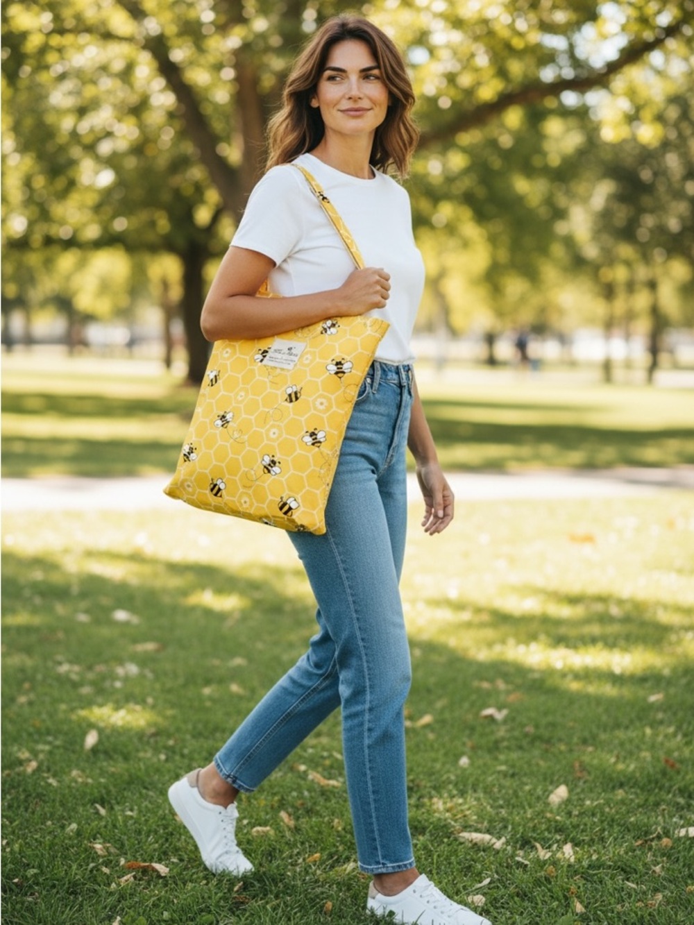 Cotton floral bee Tote NEW - Picture 3 of 5